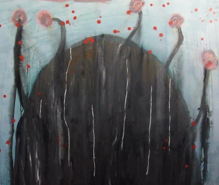 Schoolbook monster, 2014. Oil on board. 120x950cm. painting by John Fitzsimons