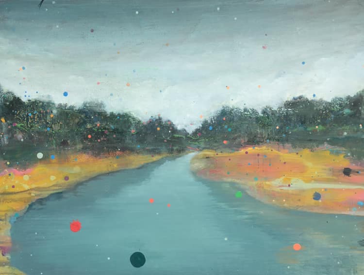 Rivers Edge, 2018. Oil on board. 76x55cm. painting by John Fitzsimons