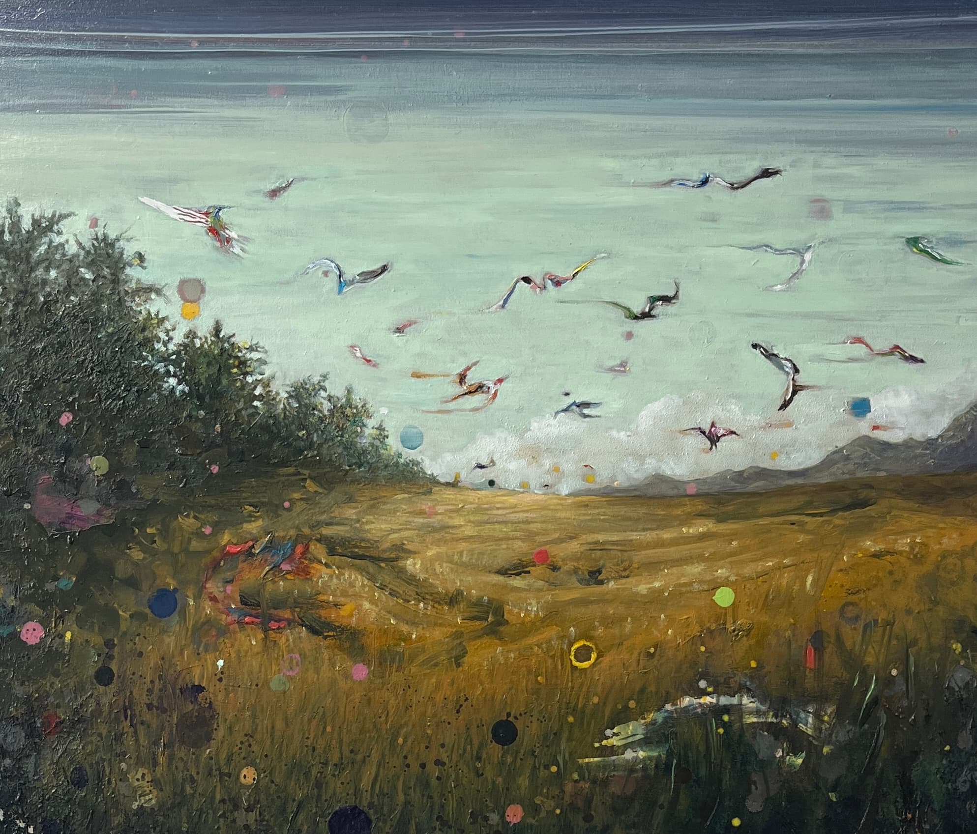 Birds, 2023. Oil on board. 60x70cm. painting by John Fitzsimons